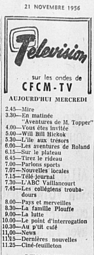 Horaire télé 1956